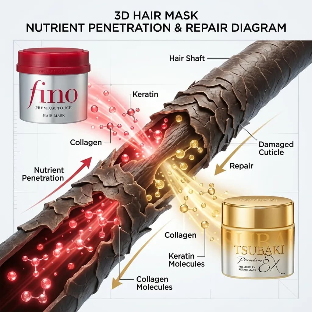 How hair mask repairs damaged hair structure